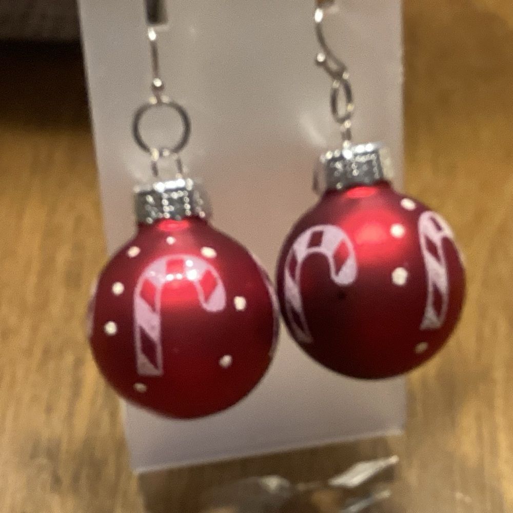 Cute Christmas Ornament Earrings Red